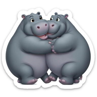 Hippos hugging sticker