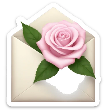 White envelope with light pink rose sticker