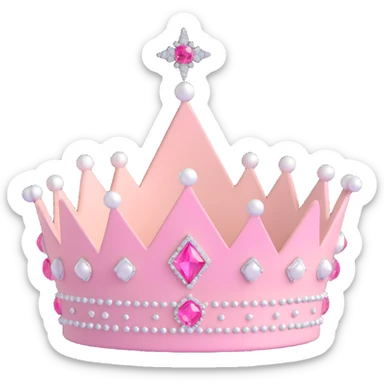 white and pastel pink crown with sparkles sticker
