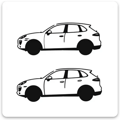 blueprint style illustration of a Porsche Cayenne, side and top view sticker