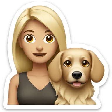 Brunette woman with blonde little dog sticker