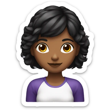 una chica gamer de pelo negro con orejas de gatito enamorada sticker