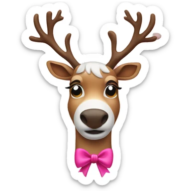 Reindeer with pink bow sticker