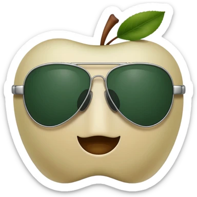 aviator sunglasses with light beige frame and dark green lenses, Apple emoji style, simple shapes, no text sticker