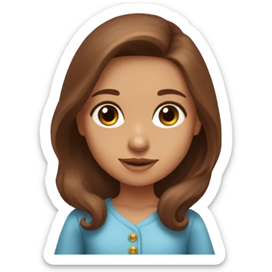 Girl with Blue eyes and Long Brown Hair with Baby dachshund  sticker