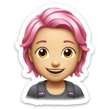 A little girl with pink hair and white and shiny skin and a pleasant laugh. sticker