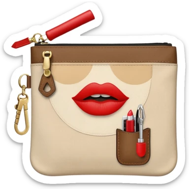 small zipper pouch with essentials, sticker