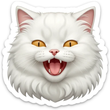 Sleepy white cat yawning sticker