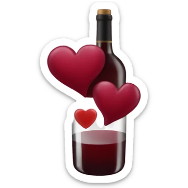 a red wine coloured heart with other hearts near it sticker