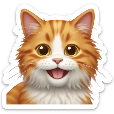 ginger happy fluffy cat sticker
