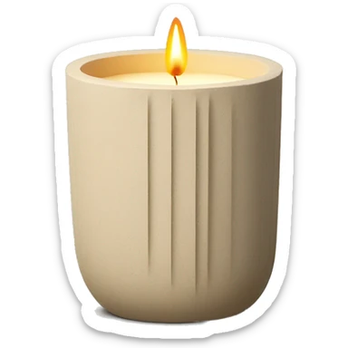 candle in beige concrete ridged vessel sticker