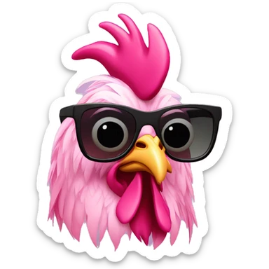 Pink rooster wearing sunglasses  sticker