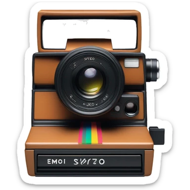Sx-70 foldable polaroid with metal and leather body,At the top of the camera is a viewfinder that appears once unfolded, allowing users to compose their shots. The lens, located in the center front of the camera, features a glass lens sticker