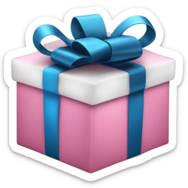 caja de regalo, azul, rosado, negro, blanco y dorado sticker