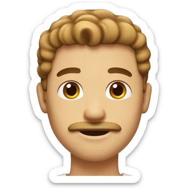 Men with little of culry hair and a mustache from the lips and color of skin light brown sticker