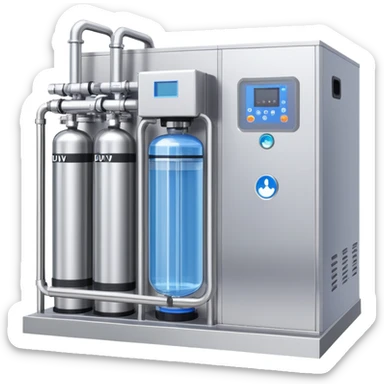 DUV water purification system with ultraviolet disinfection chamber sticker