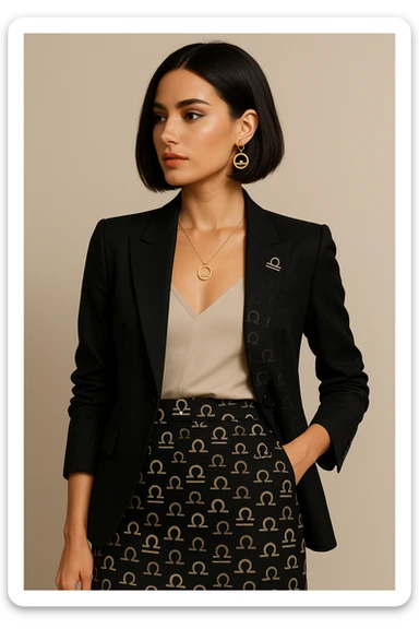 Libra woman, modern, chic, with Libra symbol, no text sticker