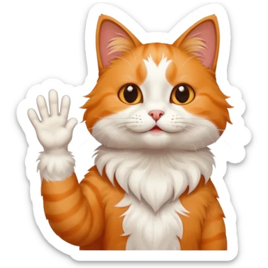 The cat says hello and waves his paw sticker