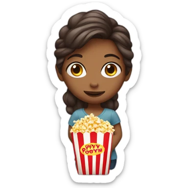 Girl with popcorn sticker