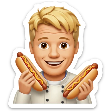 gordon ramsay eat hotdog, happy smile sticker