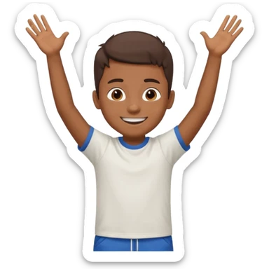 Boy doing 67 with hands in the air sticker