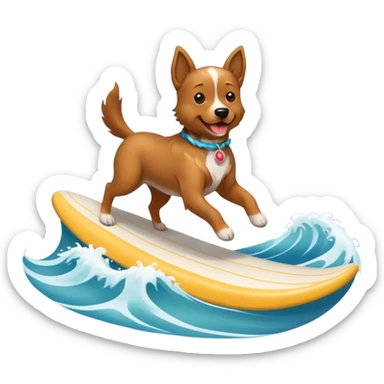 Dog riding a wave sticker