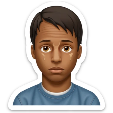 Create an iOS-style emoji of travis scott. Neutral facial expression, no emotion. Front-facing head only, clean Apple emoji aesthetic, smooth shading, simple shapes, no text, no accessories, plain background. sticker