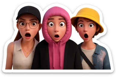 Extract the three characters from the image and place them together on a transparent background, keeping the original style and appearance. sticker