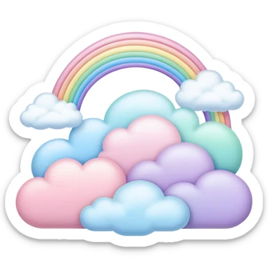  pastel rainbow easter puffy landscape  sticker