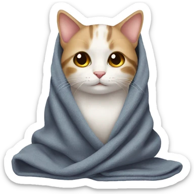 Cute cat with a blanket on it sticker