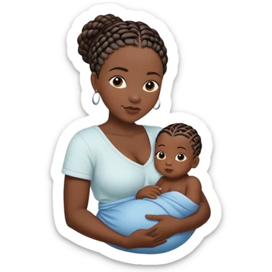 black mommy cornrows breastfeeding black baby boy sticker