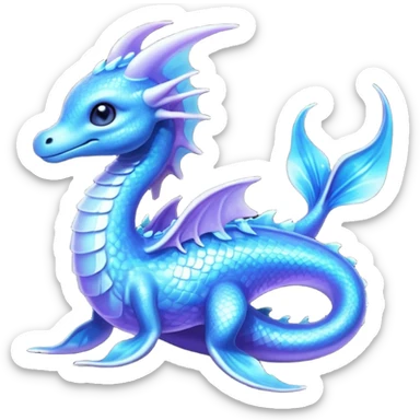 Shiny Sparkly Iridescent Bioluminescent Glowing Lumineon-Amaura-Dragonair-Fakémon-hybrid-creature (full body)  sticker
