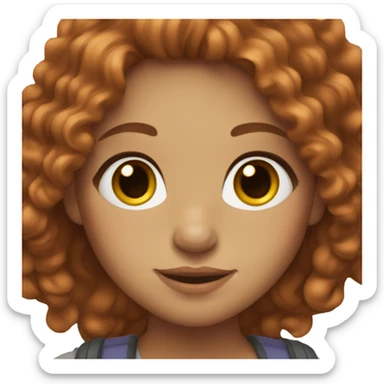 a girl with long auburn curly hair, brown eyes and long lashes  sticker