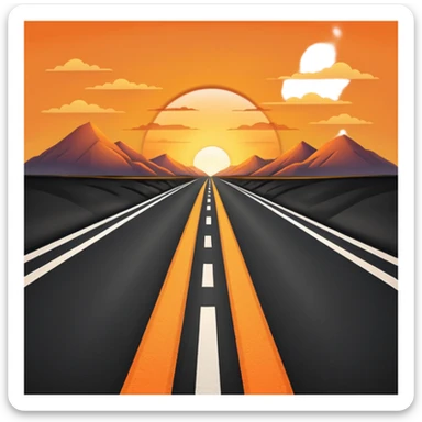 road with sunset sticker