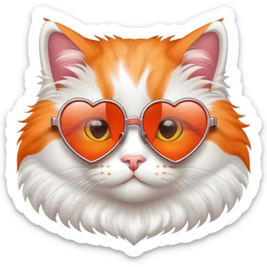 cat with heart-shaped glasses sticker