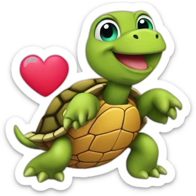 Turtle with heart sticker