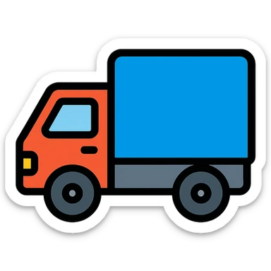 a detailed icon of a truck with black outlines and color fill sticker