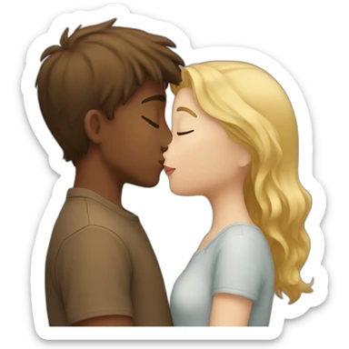 Blonde girl kissing brown haired boy sticker
