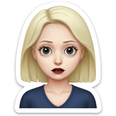 A realistic woman in horror, waist-length portrait sticker