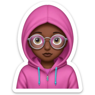 Aliens Pink dark skin, hoodie, cute big eyes, glass sticker