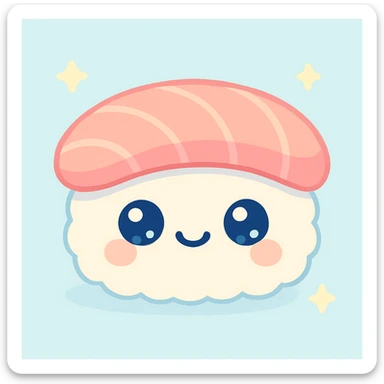 kawaii nigiri sushi, cute expression, pastel tones, gentle highlights, soft outlines sticker
