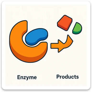 Ultra-detailed scientific illustration  (like in a school book) of enzyme digestion. Macro molecular view, clean white background, no text, no human figures or cartoon characters. Purely biological focus. sticker