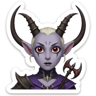 Dark elf with demonic horns and cursed bow sticker