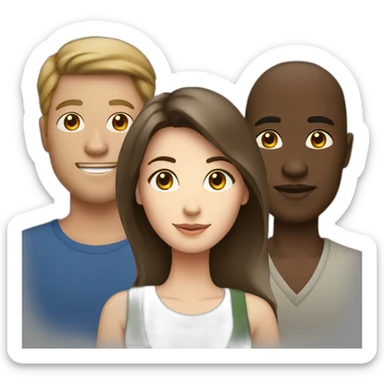 a white brunette lady and 2 African guys sticker