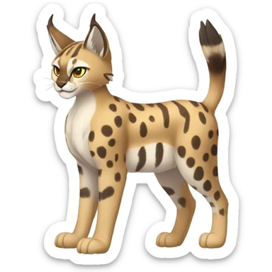 Striped and spotted Lynx-Caracal-Fakemon-hybrid full body sticker