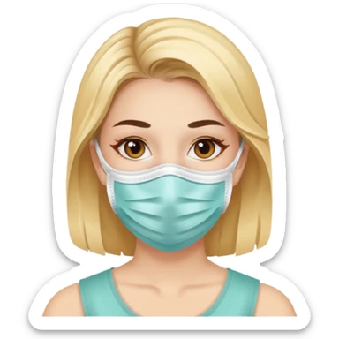 A beautiful woman with a face mask on sticker