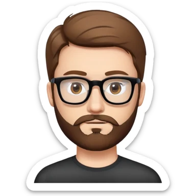 white man with brown hair and beard and hazel eyes and black square eyeglasses  sticker