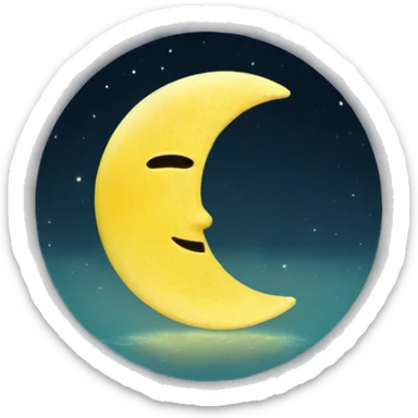 cresent yellow tinted moon with water filling half way inside of it sticker
