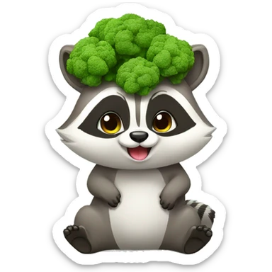 Cute Raccon eat broccoli sticker
