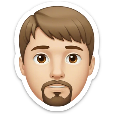  white male, short medium brown colored hair with bangs and goatee, nose and lip piercing sticker